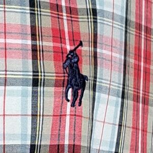Polo Ralph Lauren Vintage Blake Button Down Red Plaid 100% Cotton Size L